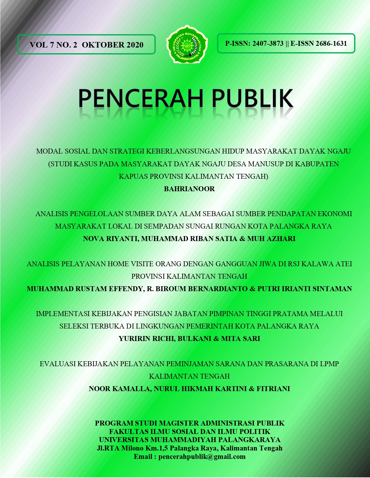 					View Vol. 7 No. 2 (2020): Pencerah Publik
				