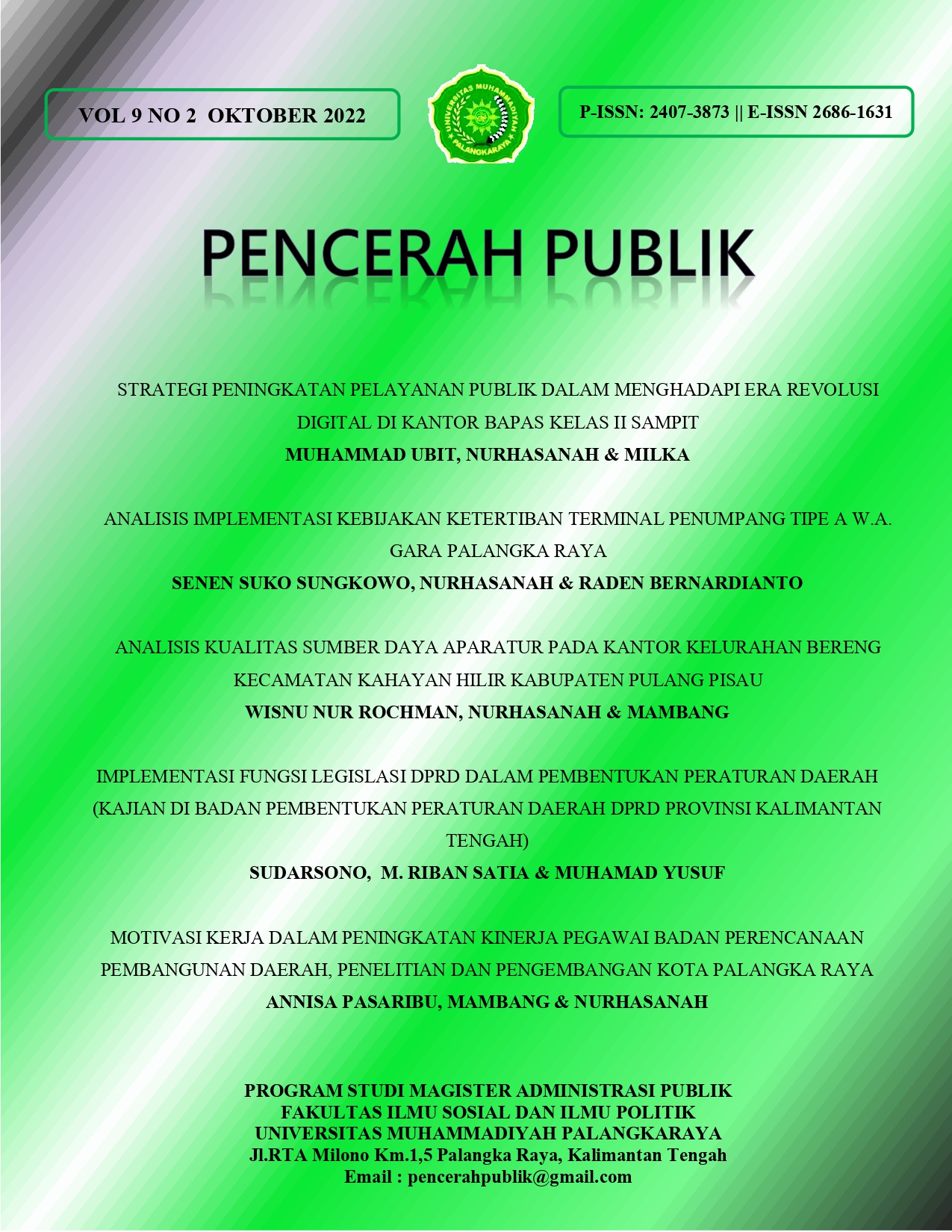 					View Vol. 10 No. 1 (2023): Pencerah Publik
				