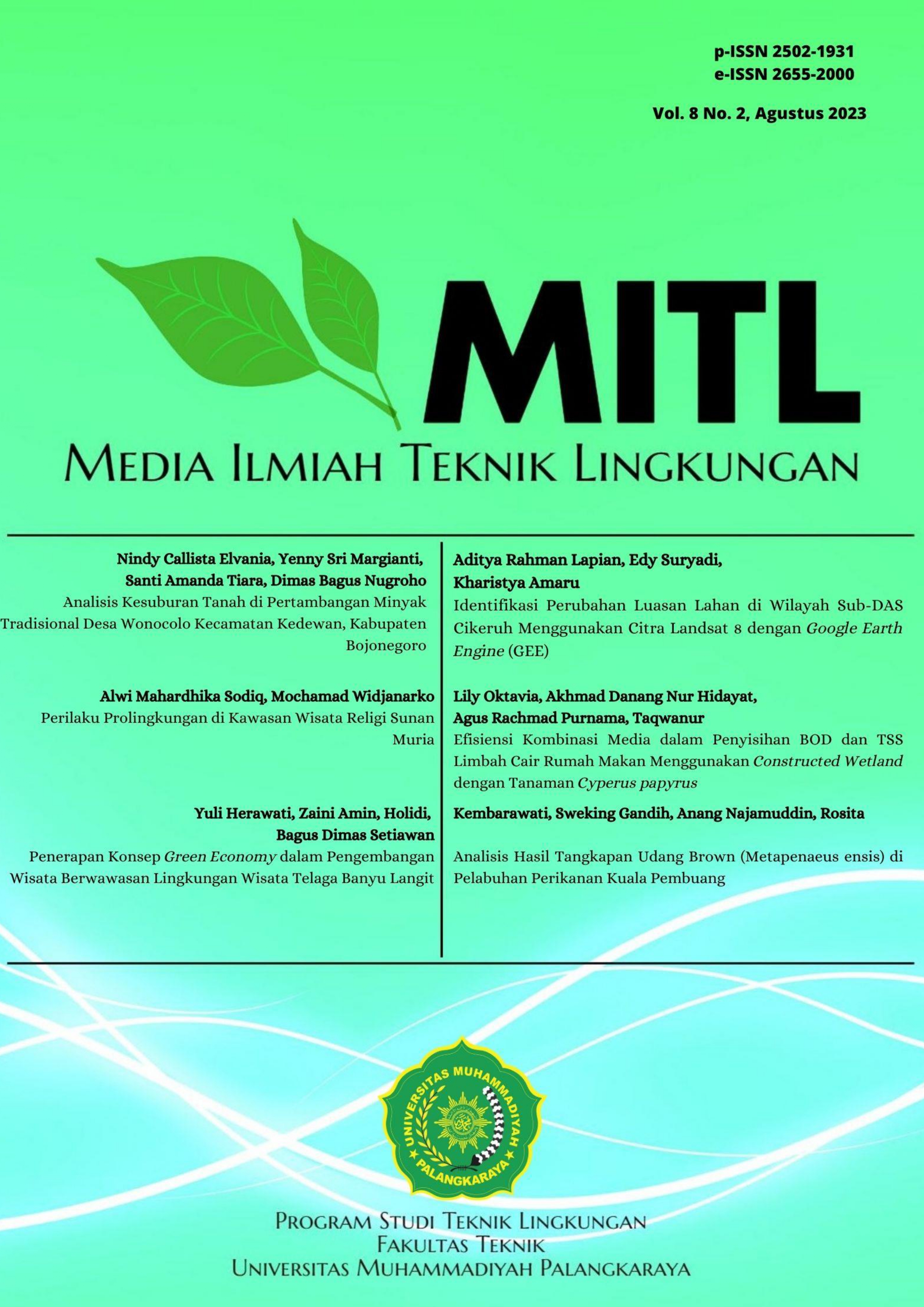 					View Vol. 8 No. 2 (2023): Media Ilmiah Teknik Lingkungan (MITL)
				
