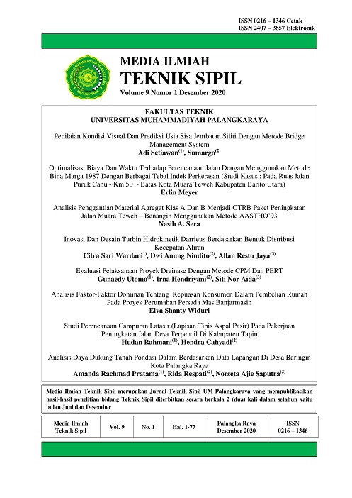 					View Vol. 9 No. 1 (2020): Media Ilmiah Teknik Sipil
				