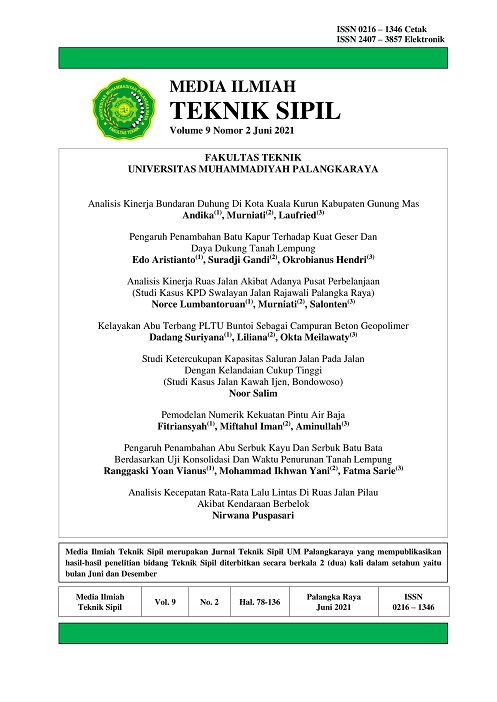 					View Vol. 9 No. 2 (2021): Media Ilmiah Teknik Sipil
				